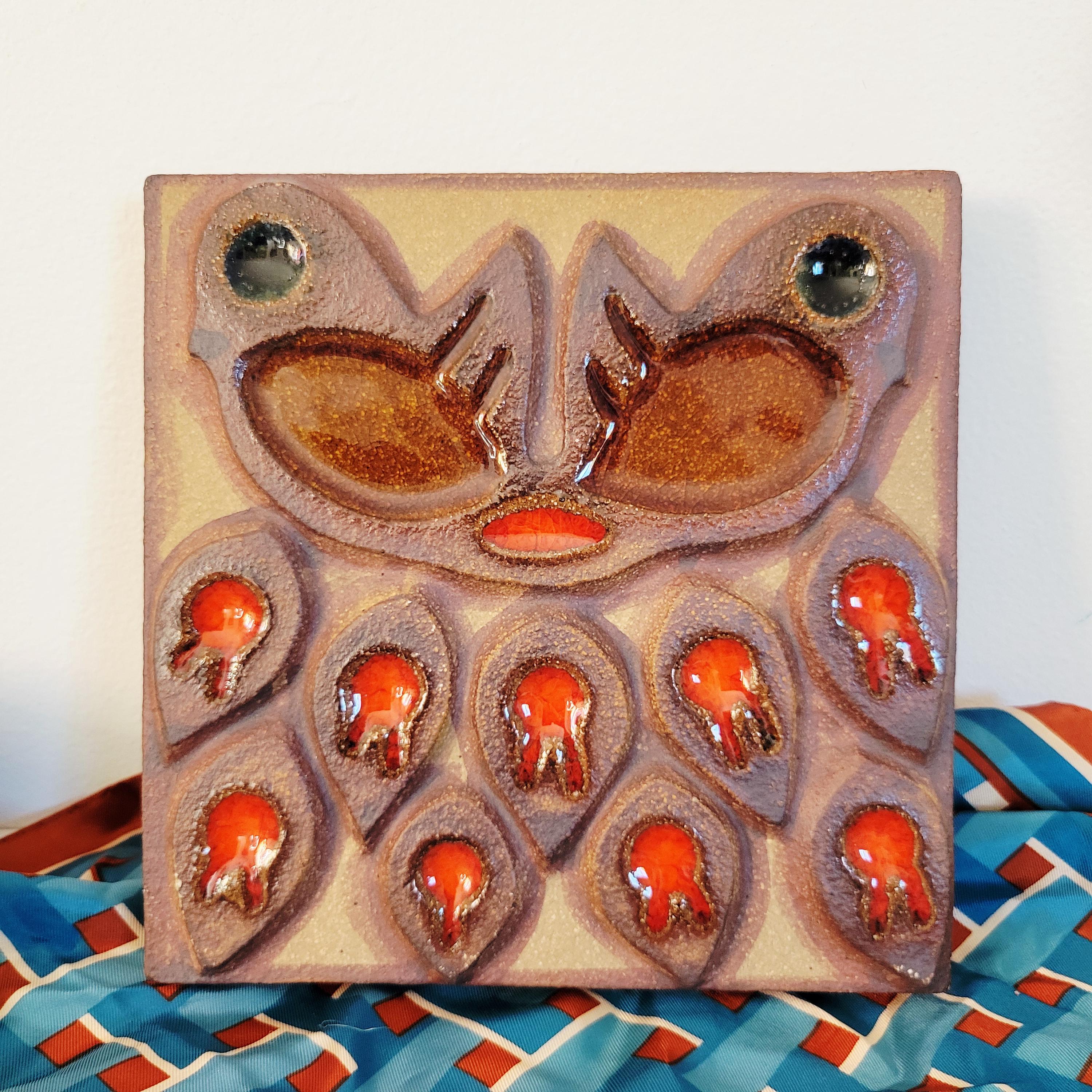Søholm Denmark Ceramic Bird Tile Art. Mid Century Scandinavian