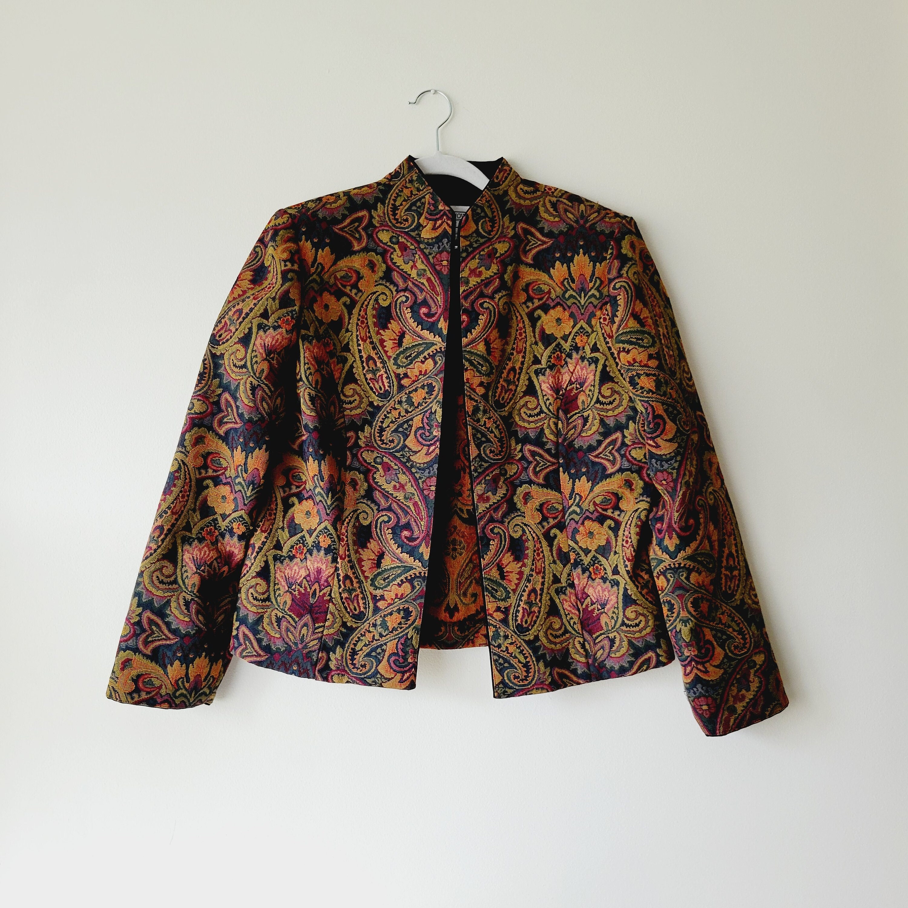 Vintage Paisley Floral Filigree Cotton Blend Blazer. Moody - Etsy