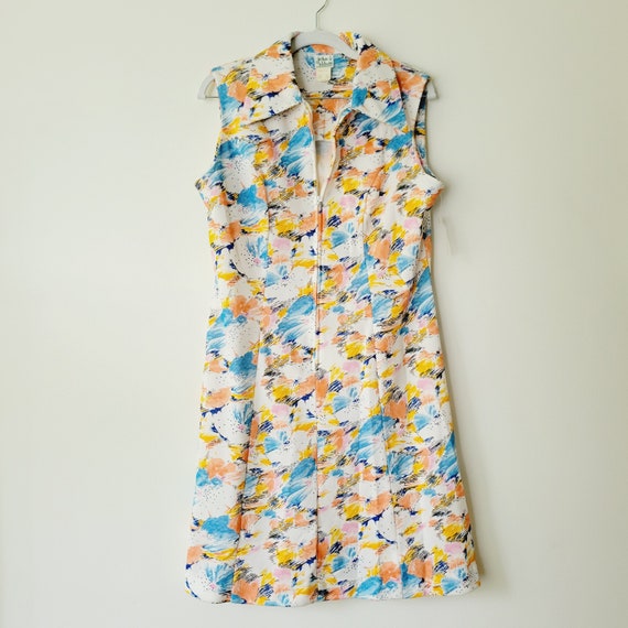 Deadstock 70s Watercolor Floral Sundress with Win… - image 2