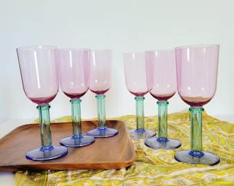 PrecisionCraftのカラーブロックプラスチック製ワイングラス6個