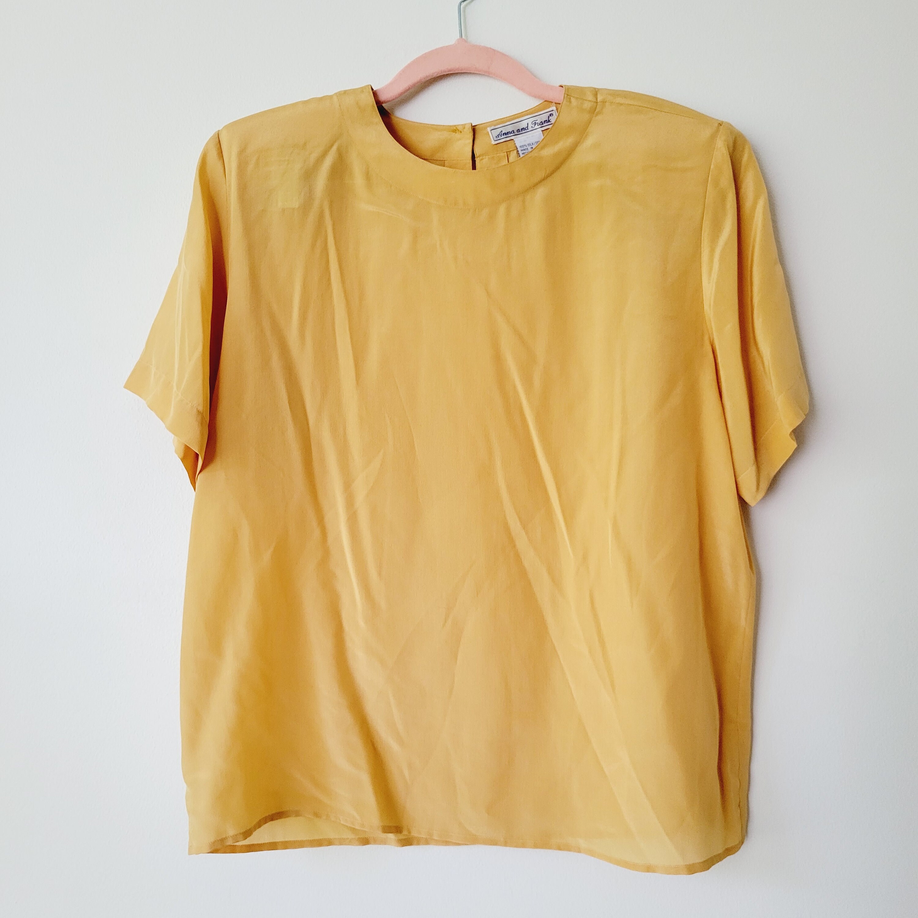 Vintage 80s Muted Mustard Yellow Short-sleeve Silk Blouse - Etsy