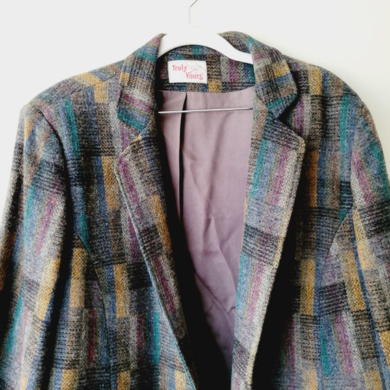 Vintage Patchwork Tweed Blazer. Geometric Pattern… - image 3