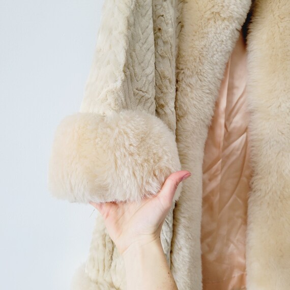 60s Cream Colored Penny Lane Princess Coat. Fur T… - image 5