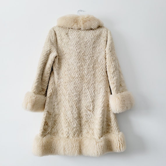 60s Cream Colored Penny Lane Princess Coat. Fur T… - image 6