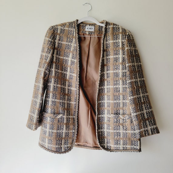 Vintage Pastel Grid Patterned Blazer. Textured Plaid Weave 80s Koret Jacket. Light Academia Business Casual Oversized Blazer With Pockets Etsy