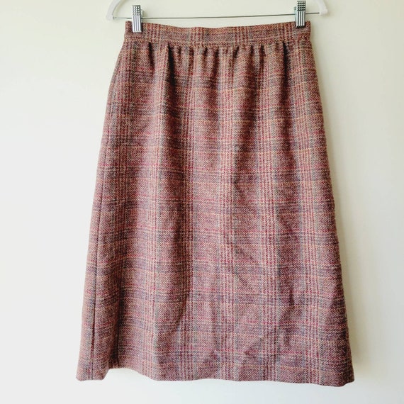 Vintage Pastel Plaid Wool Midi Skirt. Light Acade… - image 3