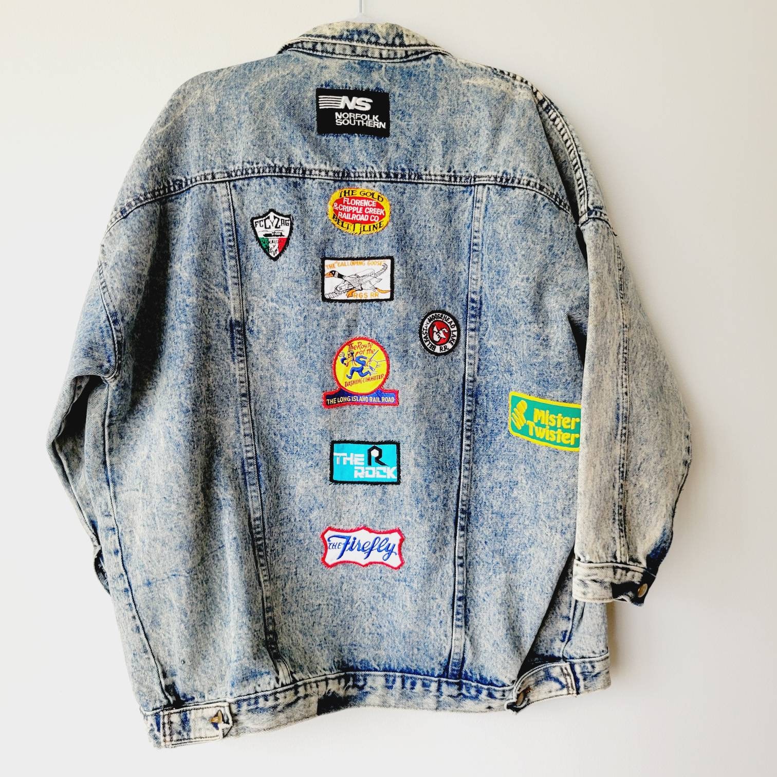 【SATIIIZ】NF Vintage Patch Denim Jacket ENFP Vintage Patch Denim Jacket - satiiiz
