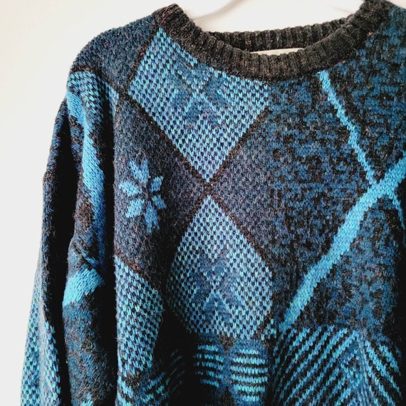 Vintage Mixed Pattern Dark Cosby Sweater. Argyle,… - image 4