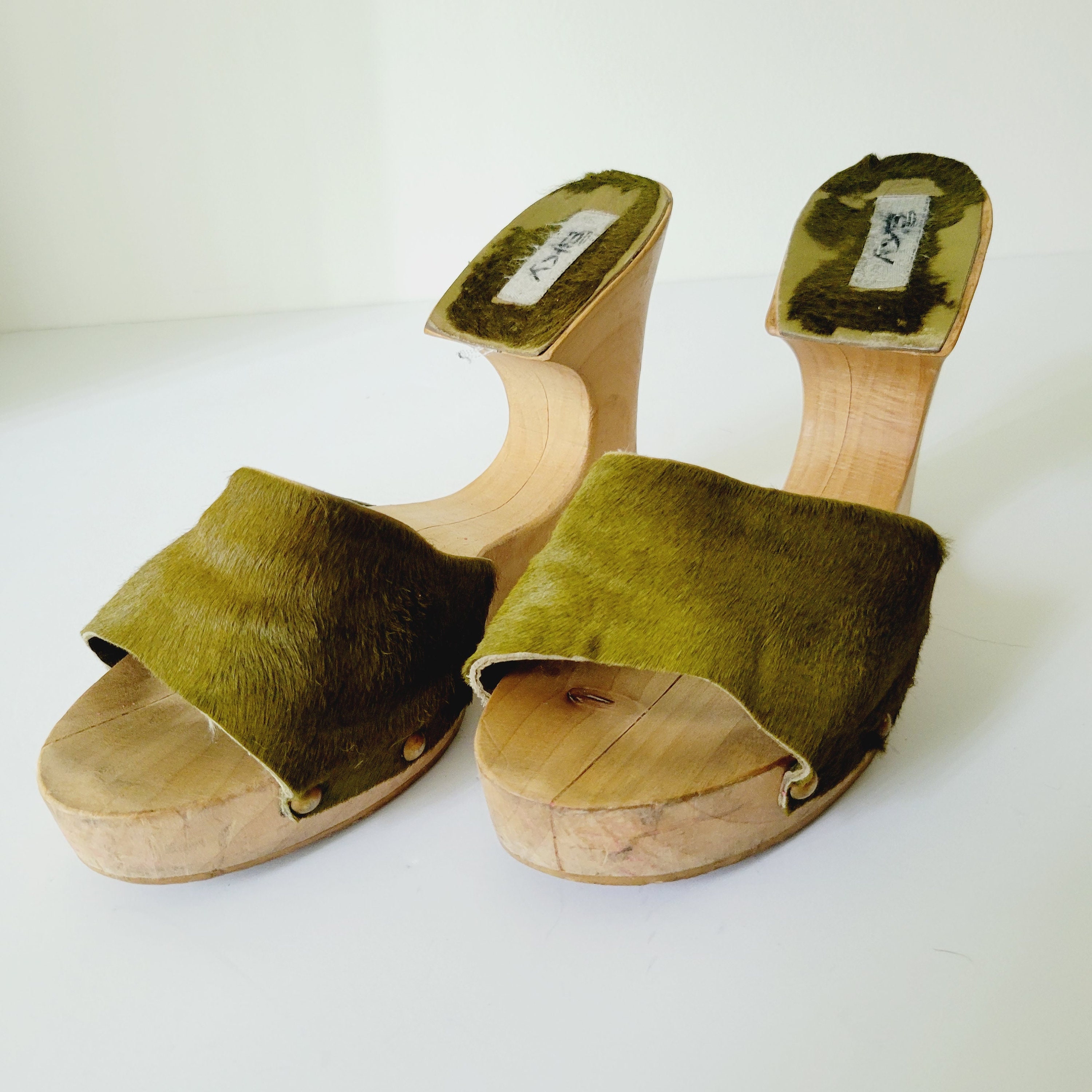 サンダル・ミュール [OPEN YY] SQUARE TOE SLIDES YELLOWISH GREEN Amazon.com | Chunky Heel Sandals for Women Platform Summer