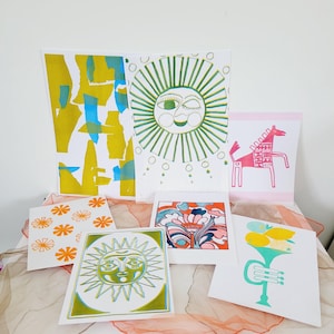 Vintage-Inspired Bright Risograph Prints - Select One or More. Boho Sun Riso Print. Neon Fine Art Print. Hand-drawn Psychedelic Riso Art