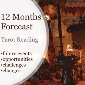 12-maandenvoorspelling: tarotlezen. Tarot voor het jaar. Waarzeggerij. Toekomstvoorspellingen. Paranormale lezing. Voorspellingen. Het jaar vooruit: dezelfde dag