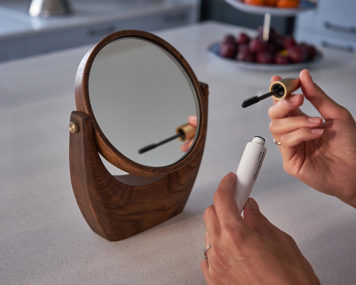 Wooden desktop mirror for best makeup compact mirror for Etsy
