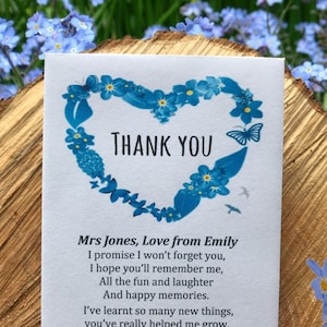 Personalized Teacher Forget me not Seed Gift, End of Year Teacher Gift, Thank you Gift, TA, Nursery Seed Gifts with common field poppies