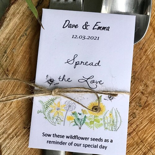 Wildflower Seed Wedding Favour Packets Personalised X 10 Inc Etsy UK