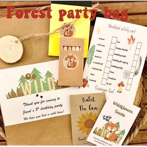 Personalized Forest Woodland Wild Eco Friendly Kids Birthday Party Bags candles/flowers Quality!