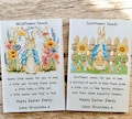 Personalized Happy Easter Gift Peter Rabbit Wildflower Seed Mix & Sunflower Packets ECO Friendly Spring nature Gift children kids or adults
