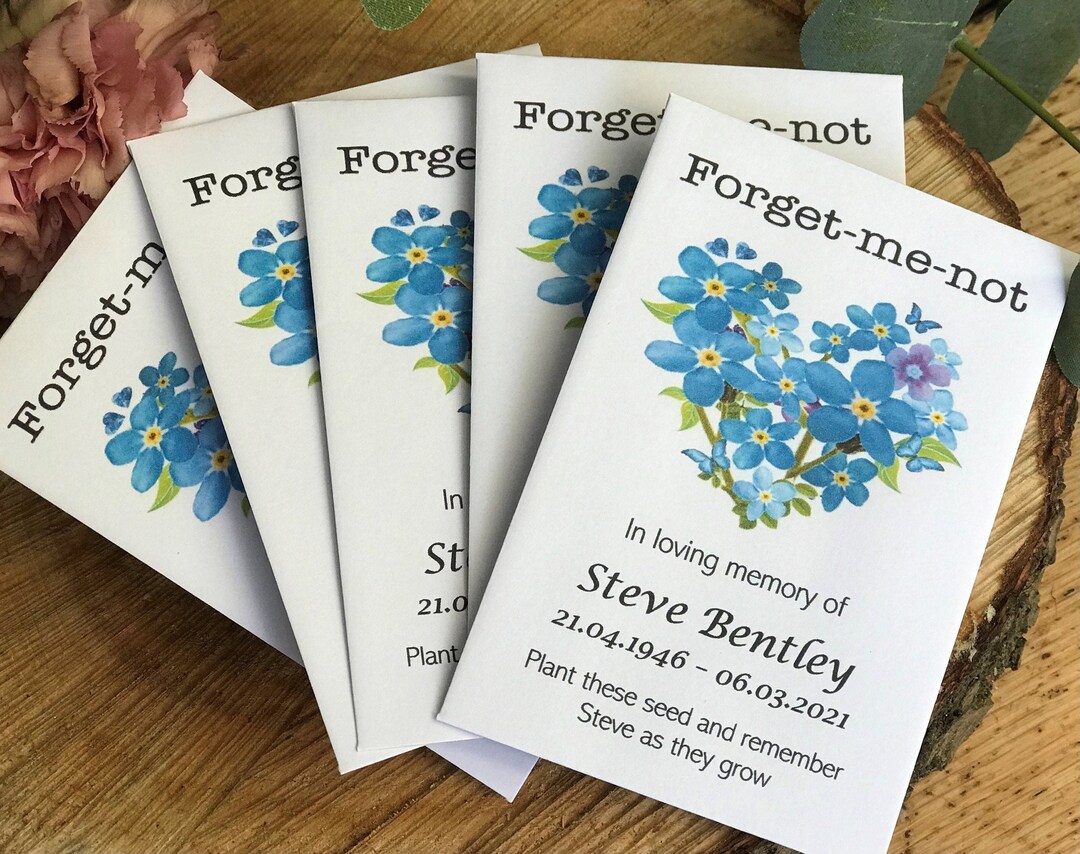 10 Personalized Forget-me-not Seeds Funeral Memorial Memory Remembrance