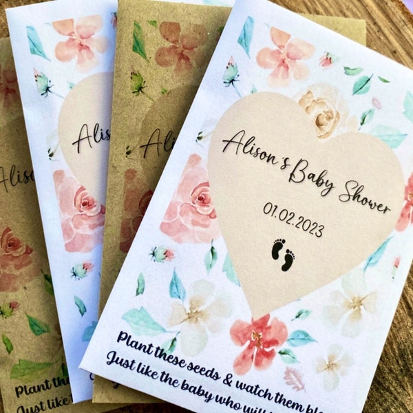 Personalized Baby Shower Wildflower Seeds ECO Friendly Thank you Filled X 10