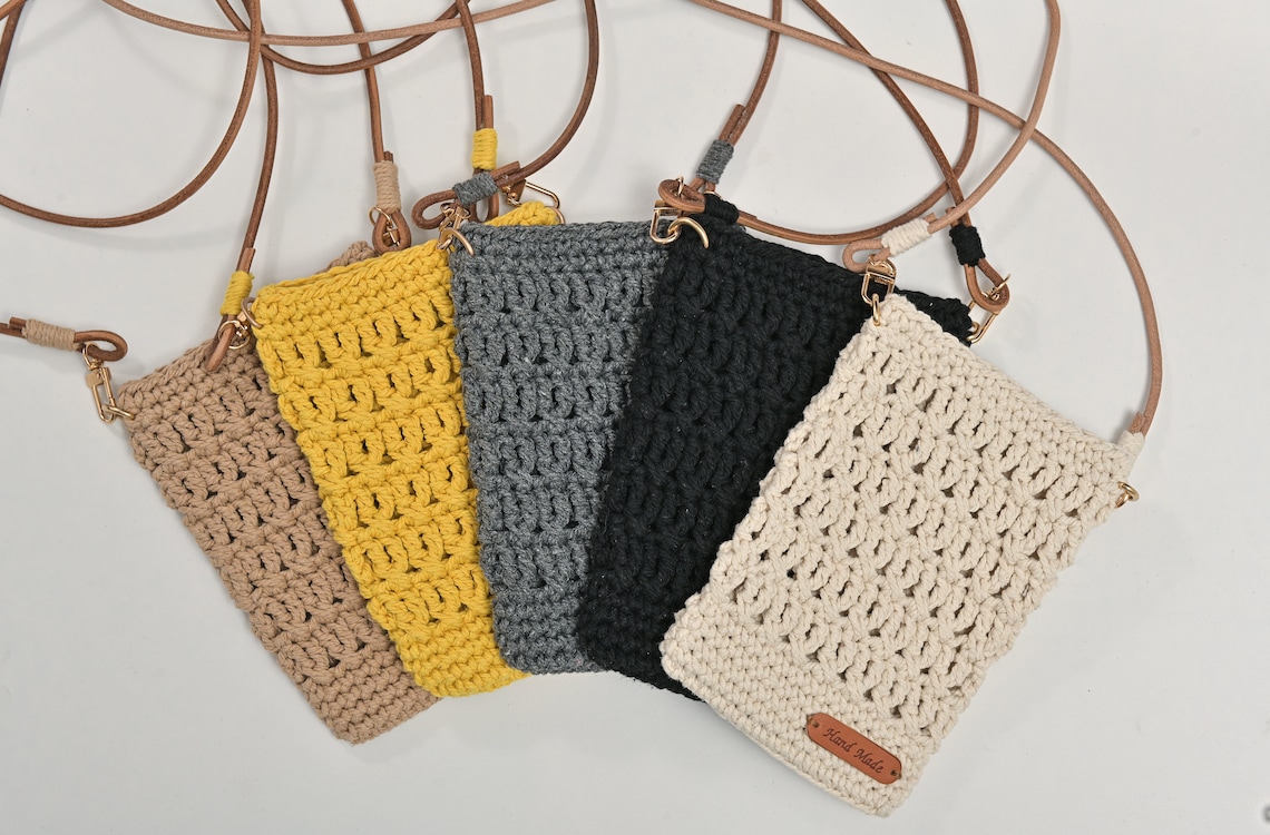 Crochet Crossbody Mobile phone bag Etsy