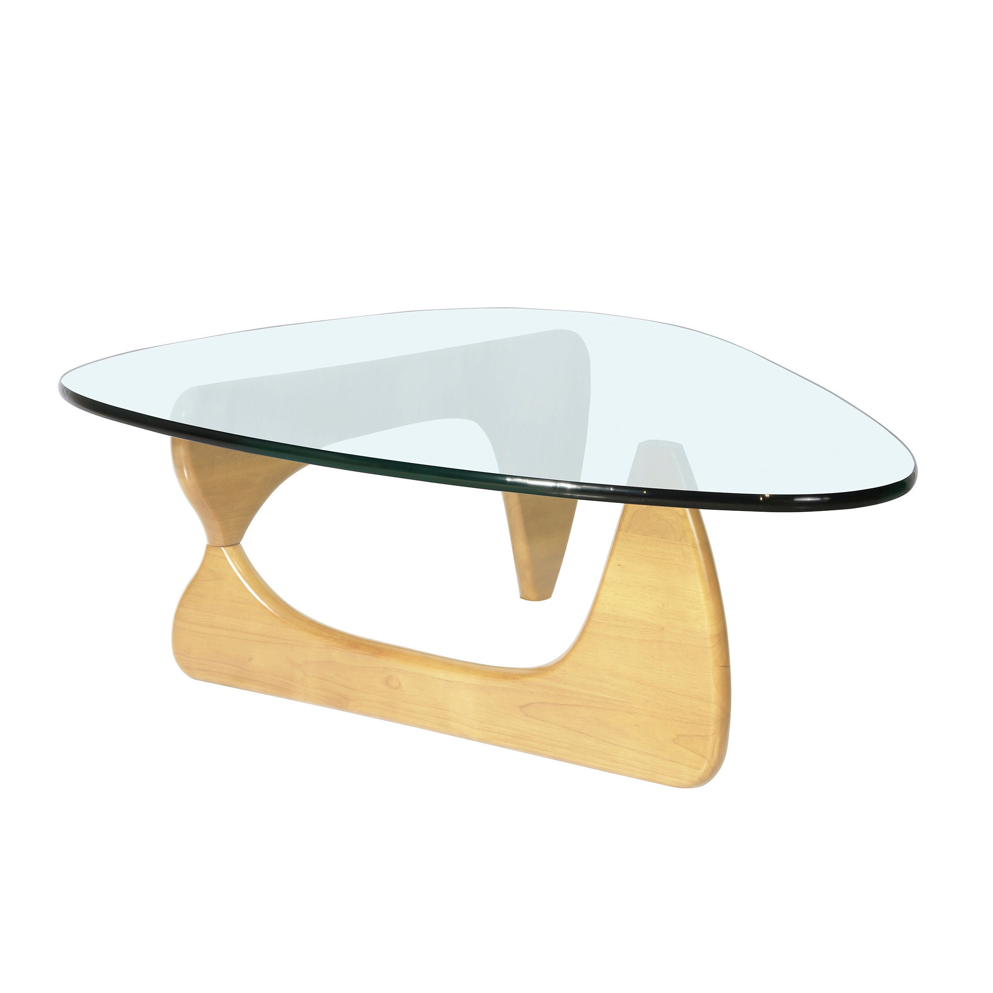 Table Basse Design en Bois de Frêne Naturel Massif et Verre Trempé 19mm Pour Salon Accueil Style Nog