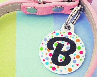 Dog Name Tag, Cat ID Tag, Rainbow Custom Pet ID Tag, Tiny Size Dog ID Tag, Tiny Cat Name Tag, 4 Sizes Available, 2 colours