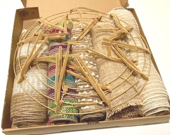 Easter Wreath DIY Kit: Burlap Mesh, Themed Ribbon, Metal Frame