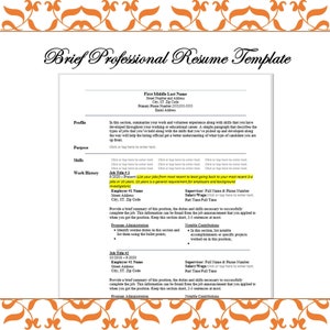 Brief Professional Resume Template - Federal Government, Professional Resume. USAjobs.gov - Governmentjobs.com -indeed.com