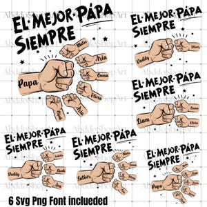1-6 El Mejor Papa Del Mundo Fist Bump Bundle Png ,Toddler Kid Best Dad Ever Fist Bump SVG, Png, Eps Cricut Silhouette