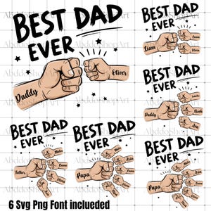 1-6 Fist Bump Father's Day Bundle Svg ,Toddler Kid Best Dad Ever Fist Bump SVG, Png, Eps Cricut Silhouette
