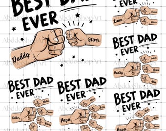 1-6 Fist Bump Father's Day Bundle Svg ,Toddler Kid Best Dad Ever Fist Bump SVG, Png, Eps Cricut Silhouette