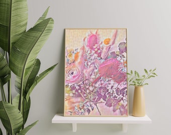 Abstract Flowers, Jigsaw Puzzles for Adults, Floral Puzzle, Pink Flowers, Botanical, Personalized Puzzle, Home Decor