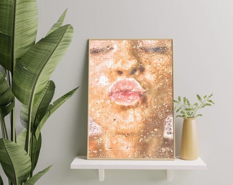 Women Face Jigsaw Puzzle, Pout Face Wall Art, Wooden Jigsaw Puzzle and Wall Decor, Rectangle Jigsaw Puzzle, Jigsaw Puzzle for Kids & Adults