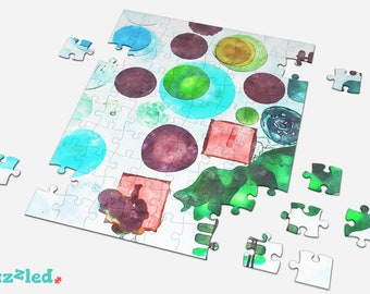 Abstract Art Puzzle, Watercolor Wall Art, Jigsaw Puzzle, Colorful Puzzle, Adult Jigsaw Puzzles, Puzzle Piece Art, Wooden Puzzle, Family Game
