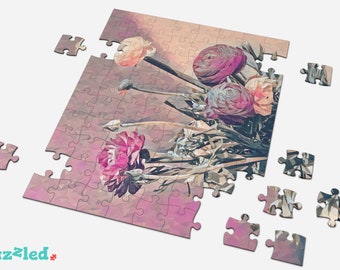 Flower Jigsaw Puzzle, Jigsaw Puzzle for Adults, Colorful Puzzle, Floral Puzzle, Botanical, Personalized Puzzle, Wall Art, Home Decor