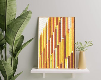 Abstract Art Puzzle, Burnt Orange and Yellow, Wooden Jigsaw Puzzle, Home Decor, Puzzle Piece Art, Geometric Wall Art, Family Game