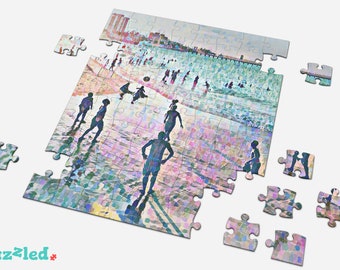 Beach Abstract Art Puzzle, Seaside Beach Jigsaw Puzzle, Wooden Jigsaw Puzzle, Ocean, Beach House Decor, Puzzle for Adults, Puzzle Artwork