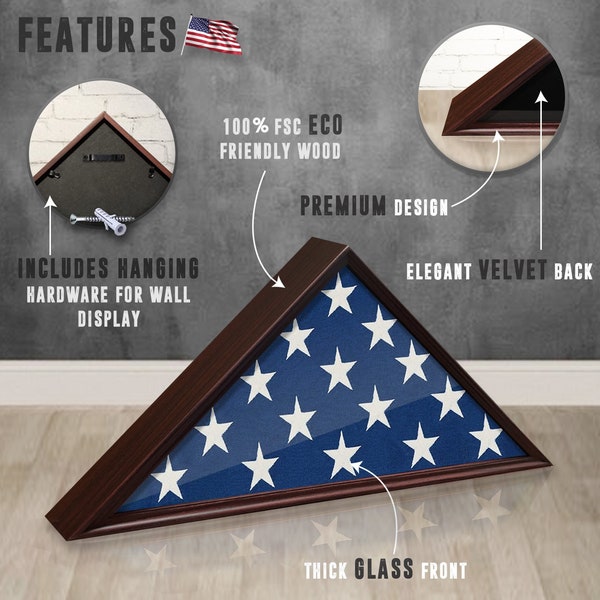 Memorial Flag Display Case for Burial, Flag Case, Veterans Keepsakes, Military Keepsakes, Military Gifts, Memorial Gifts, Flag Shadow Box