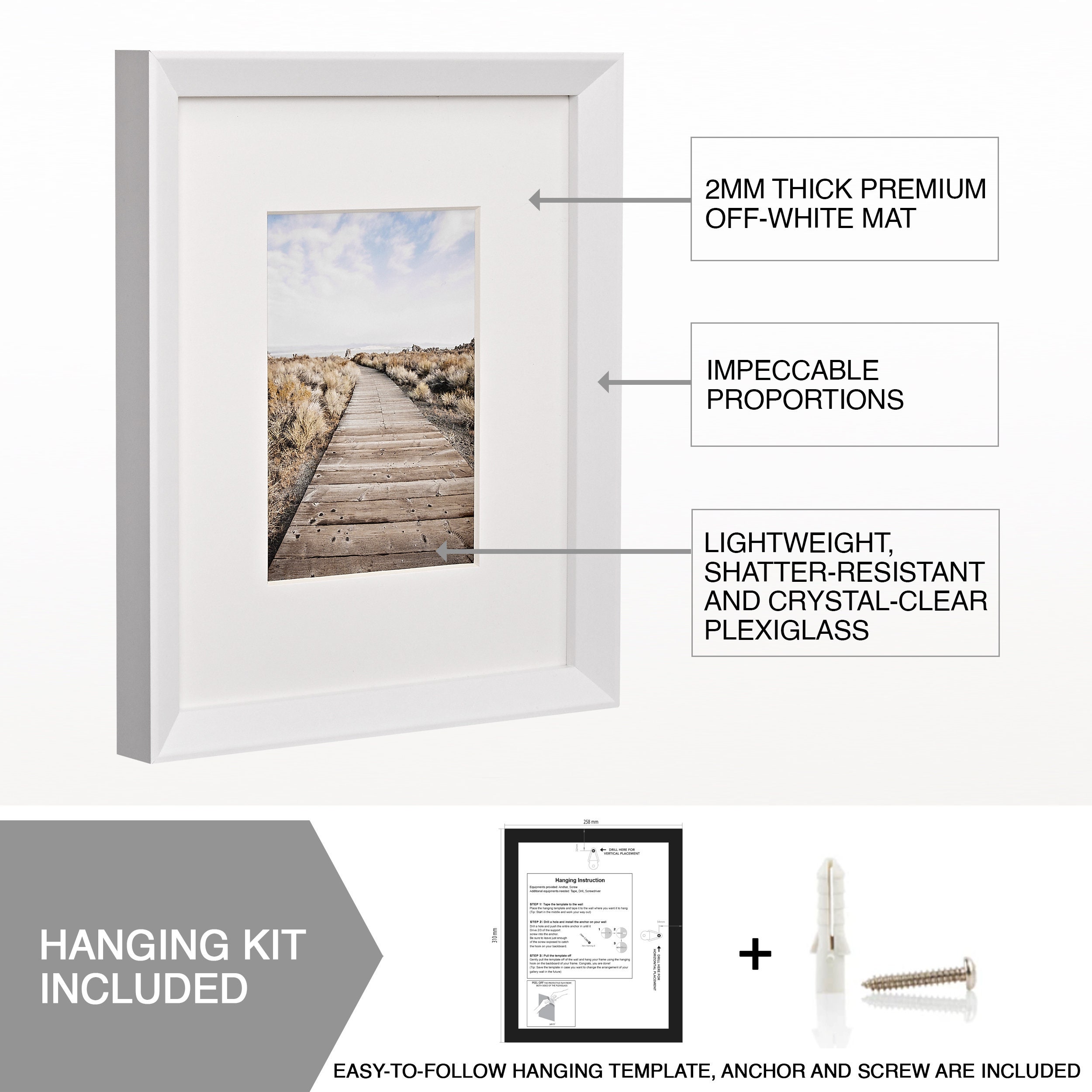 5x7 9x11 White Picture Frame Wall Hanging and Table Top Etsy