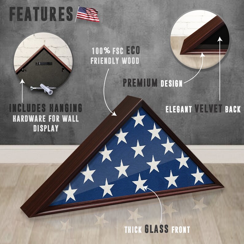 Memorial Flag Display Case for Burial Flag Case Veterans Etsy