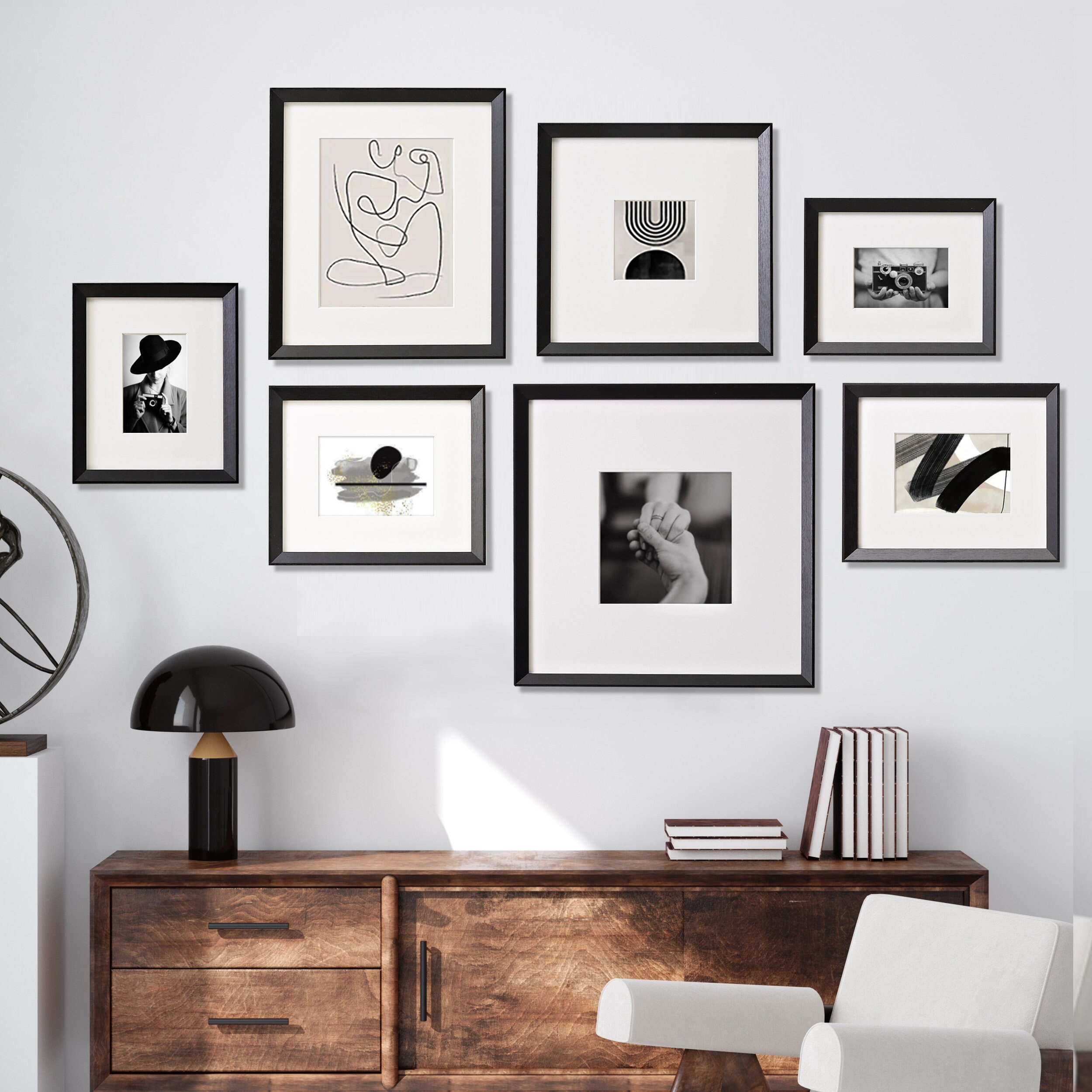 12x12 Gallery Wall Set, Black Photo Frame Set, Handmade Custom