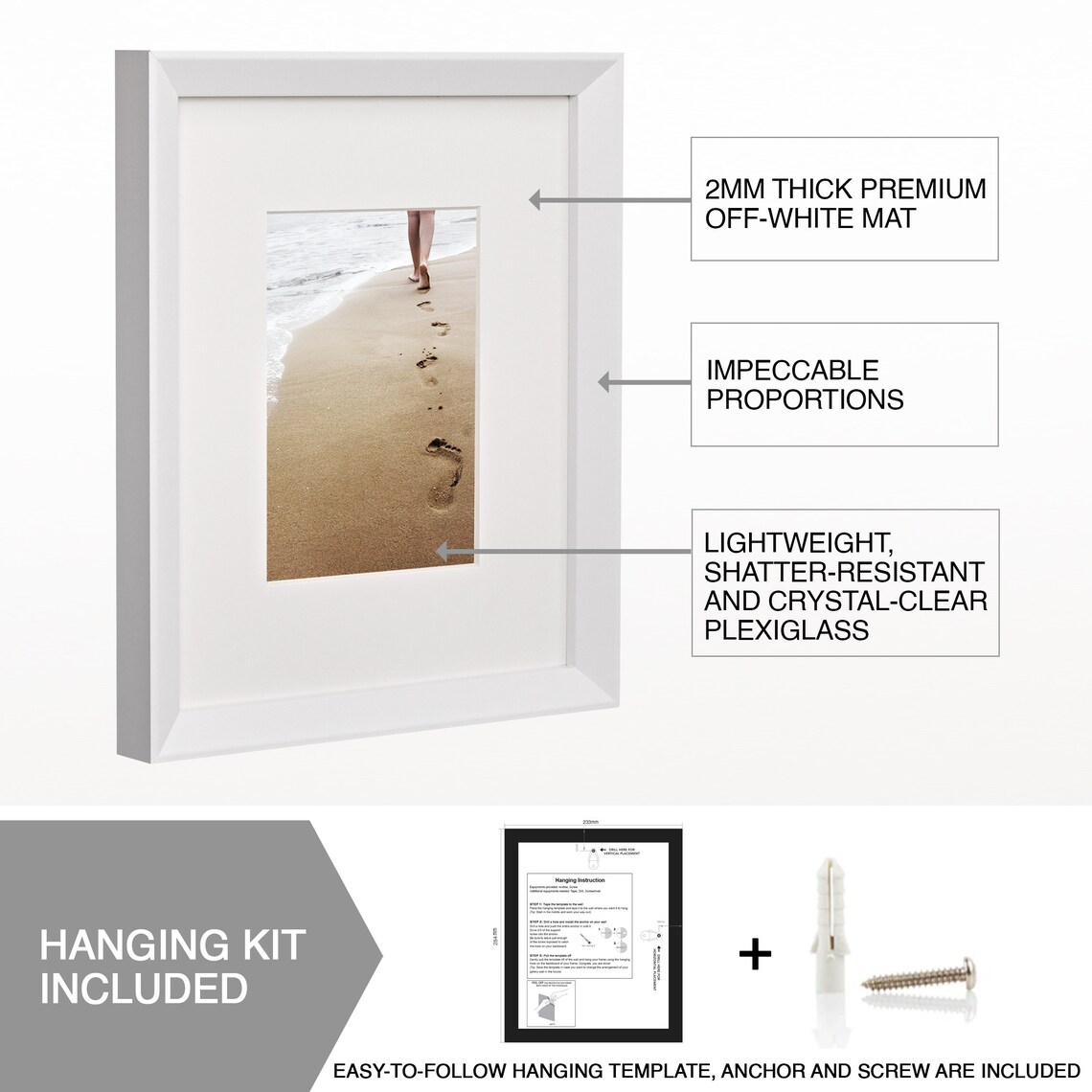 4x6 8x10 White Picture Frame Wall Hanging and Table Top Etsy