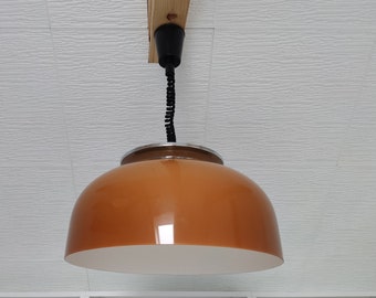 Meblo Guzzini pendant model Nim Design by Luigi Massoni 1970s made in Yugoslavia large brown pendant