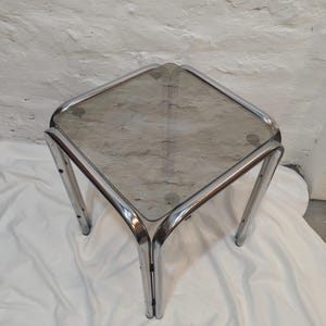 Vintage silverbord Moderna satsbord med rökt glas Rektangulära soffbord Krombord