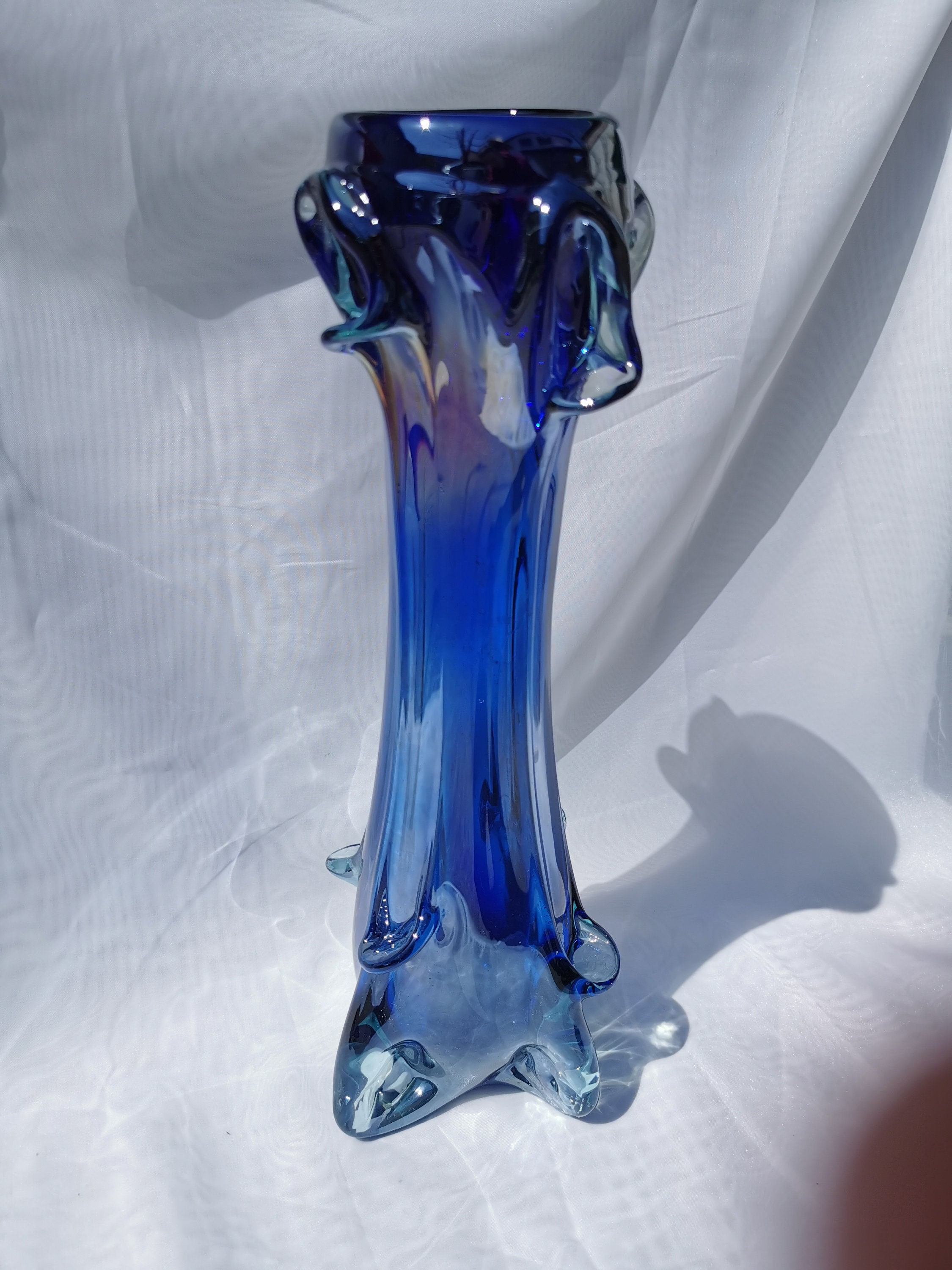Vases Home & Living Massive vintage Vase Cobalt stretch glass Murano glass vase from 70s Home