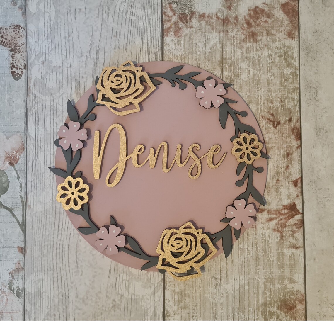 Personalised Flower Wall Plaque 25cm Etsy