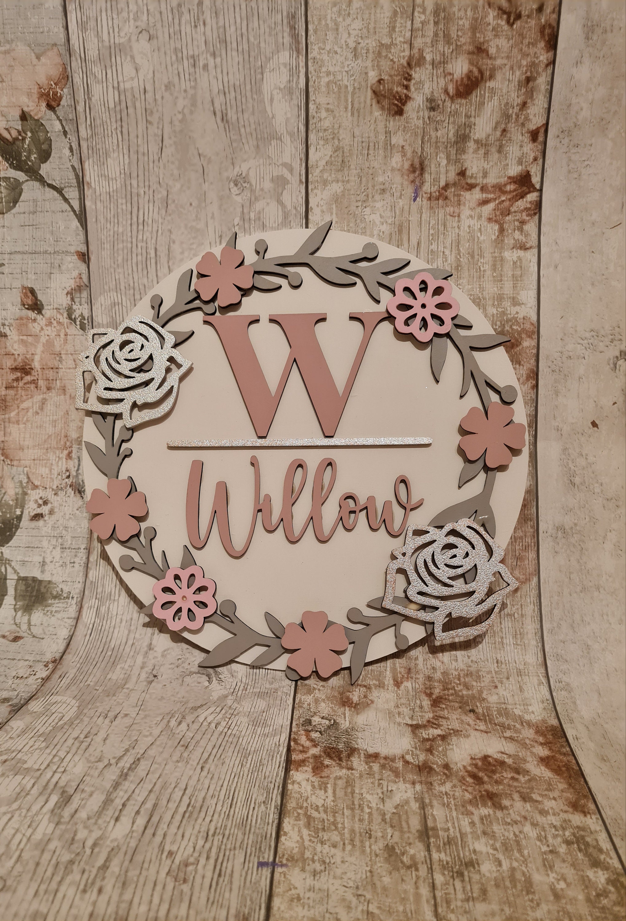 Personalised Flower Wall Plaque 25cm Etsy
