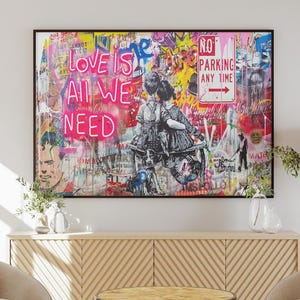 Banksy Love Canvas Print: Graffiti Pop Art, Street Art Poster