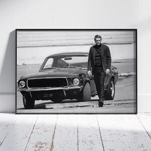 Steve McQueen Canvas Art: Framed Movie Star Poster, Ready to Hang