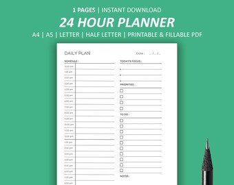 thumbnail image 2 of Undated 24-Hour Daily Planner Notebook - 6.5" X 9.8", To-Do List & Schedule For Work & Personal 2 of 11