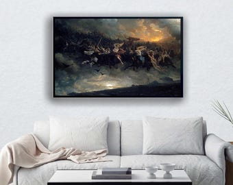 Wild Hunt of Odin Poster: Peter Nicolai Arbo, Norse Mythology Canvas Wall Art